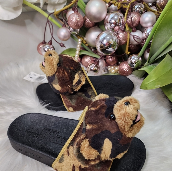 Adidas x Jeremy Scott Adilette Teddy Black Camo Slides Size:Mens5/Women6 new - Picture 2 of 6
